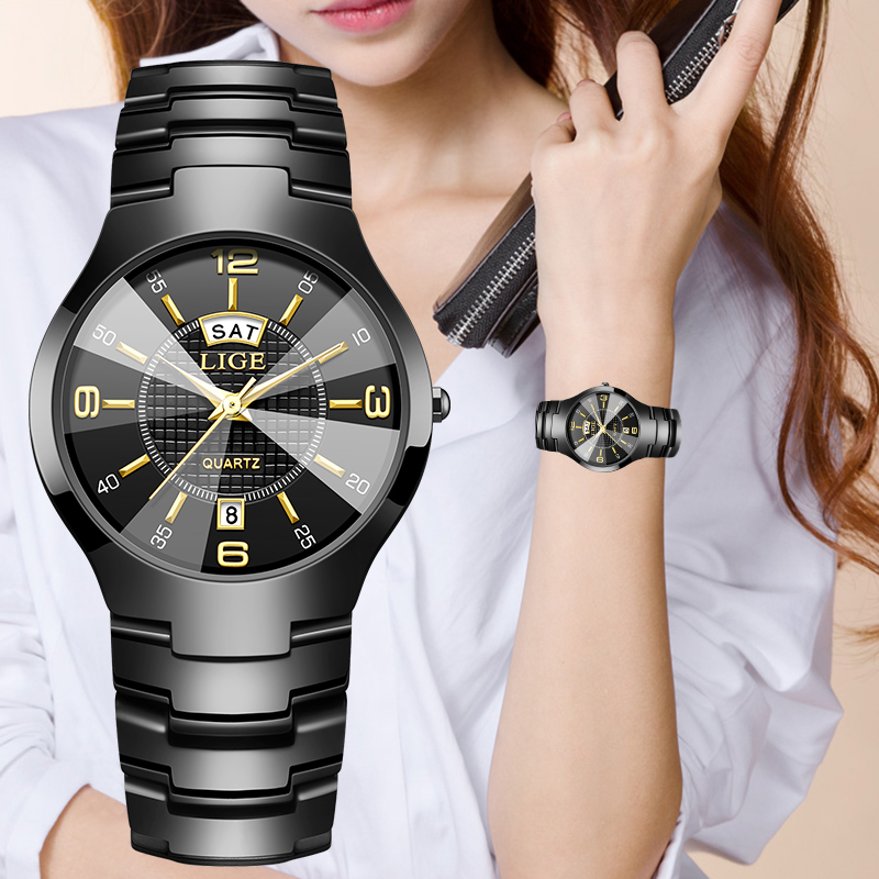 Luxury Ceramic Watch - LIGE Moda Elegante Relógio de Pulso