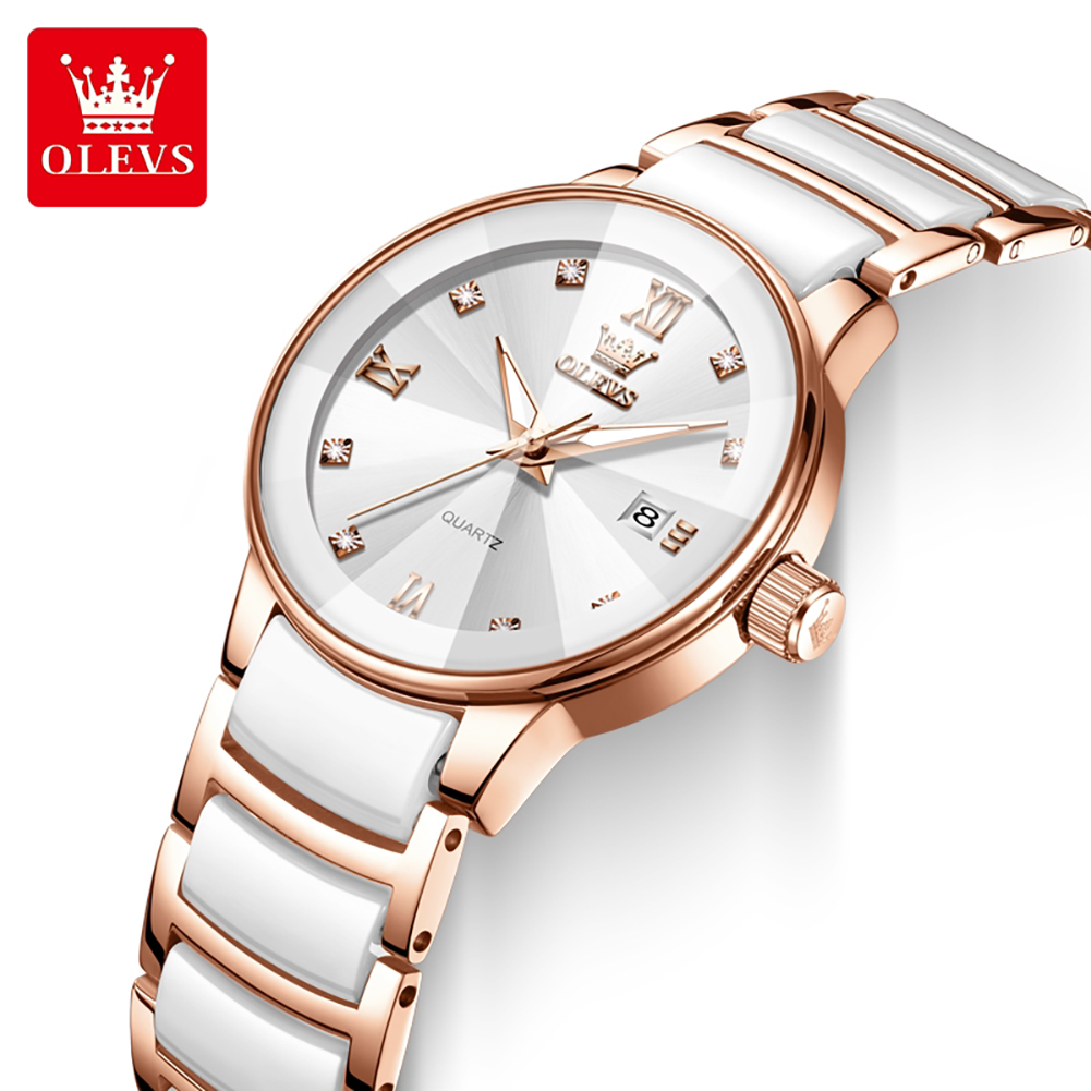 Luxury Ceramic Watch - Relógio feminino OLEVS 7114 de cerâmica,