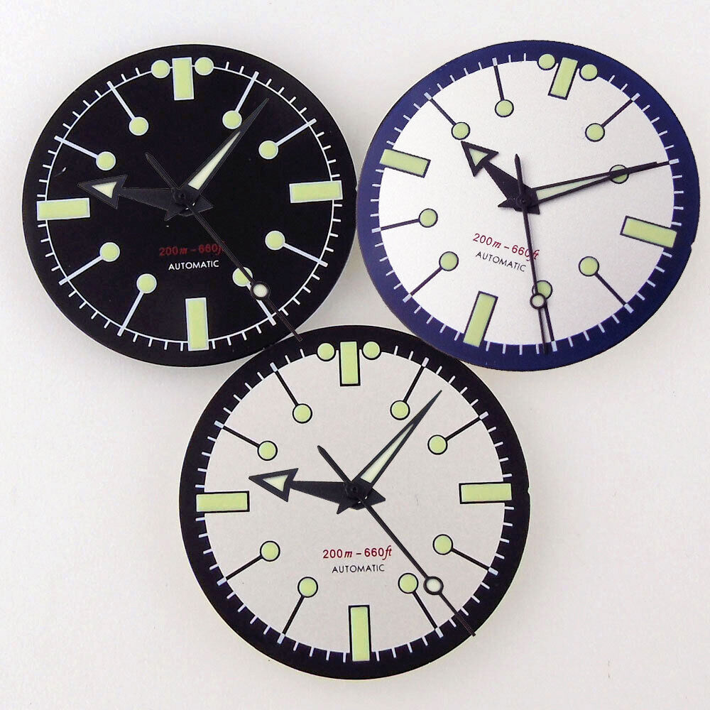 Luminous Dial Face - Mostrador estéril bege/preto, 31mm, ajuste nh35a