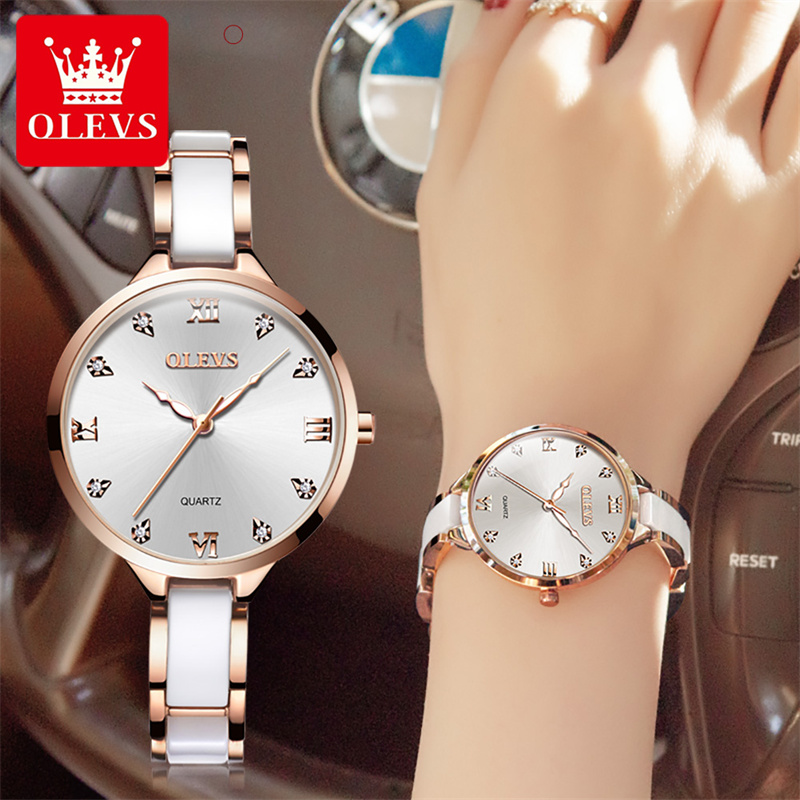 Luxury Ceramic Watch - Olevs nova moda feminina relógio de