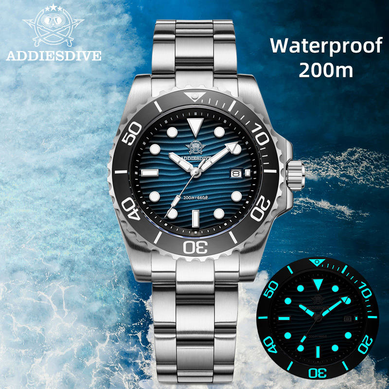 Waterproof Diving Watch - Addiesdive relógio de quartzo masculino 2115,