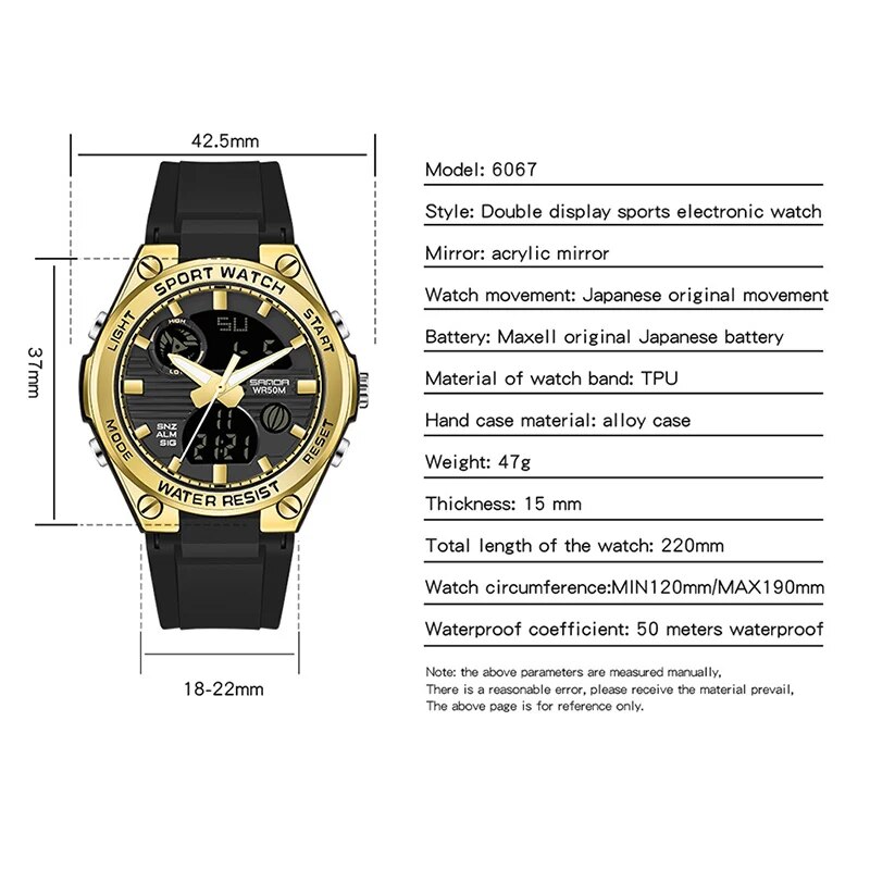 Sanda marca g estilo led relóg - Waterproof Diving Watch avaliação e preço