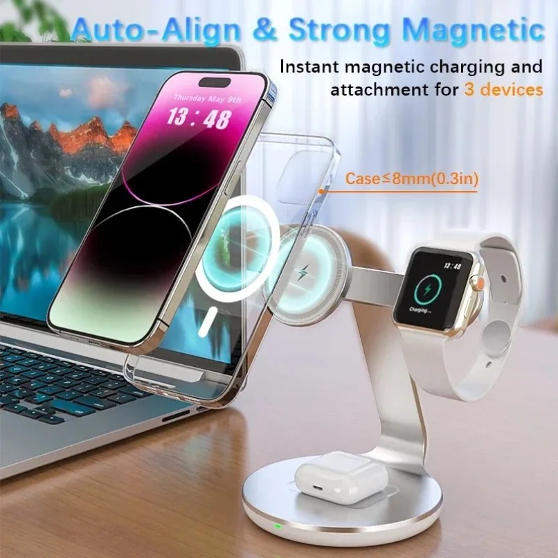 Carregador sem fio 3 em 1 com  - Smartwatch Watches For Iphone avaliação e preço