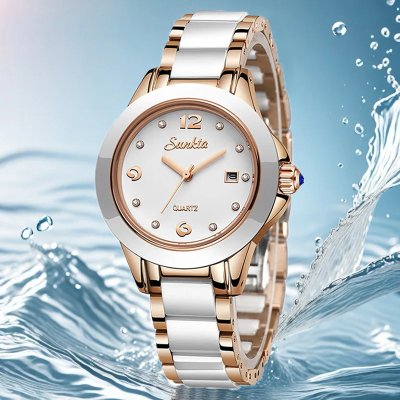 Sunkta moda casual quartzo mul - Luxury Ceramic Watch avaliação e preço