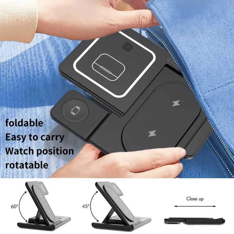 3 em 1 dobrável carregador sem - Smartwatch Watches For Iphone avaliação e preço