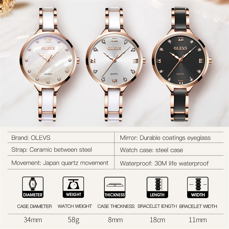 Olevs nova moda feminina relóg - Luxury Ceramic Watch avaliação e preço